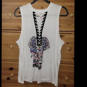 No Boundaries Juniors Lace-up White tank 3x